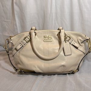 Rare Coach 15960 Womens Madison Leather Sophia Satchel Ivory Handbag